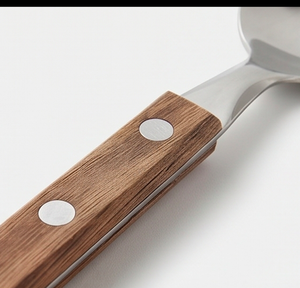 Wooden Handle Stainless Steel Spoons Set Minimalist Design Dishwasher Safe Flatware For <b>Camping</b> <b>Kitchen</b> Dining And Daily Use - Product Image 2