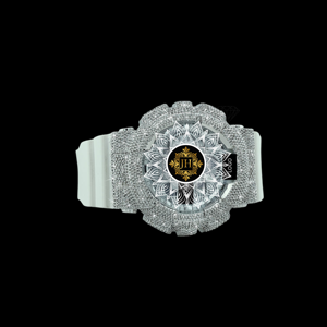 Montre G-Sh0ck de luxe sertie de diamants, bracelet noir avec finition argentée de qualité supérieure, résistante à l'eau, cadeau de mariage ou de fiançailles, unisexe - Product Image 3