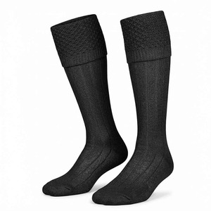 <b>Knee</b> <b>High</b> Black Wool <b>Socks</b> for Scottish Kilt Highland Dress Use Made in Pakistan - Product Image 2