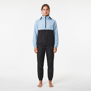 <b>Women's</b> Nylon Regular Fit <b>Quarter</b> <b>Zip</b> Solid Color Hooded Activewear Tracksuit Color Block Jogger Pants Matching Set - Product Image 5