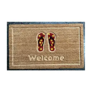 Global Supplier of High Quality Handmade and Tufted PVC Backed Coir Mat Embossed with Shoe Printed at Good Price
