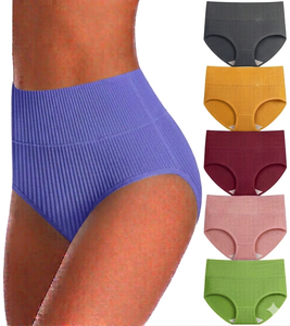 Braguitas de punto de corte alto para mujer, de poliéster suave, transpirables, elásticas, con soporte seguro y cobertura total. - Product Image 1