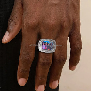 Hip Hop Photo <b>Ring</b> With Moissanite Diamond Luxury Personalized <b>Statement</b> Jewelry For Unisex - Product Image 1