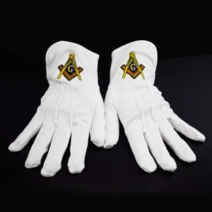 Guantes Masónicos Blancos Bordados Personalizados, Guantes de Algodón para Francmasonería, Guantes Masónicos Blancos con Logotipo del Arco Real de Alta Calidad - Product Image 6