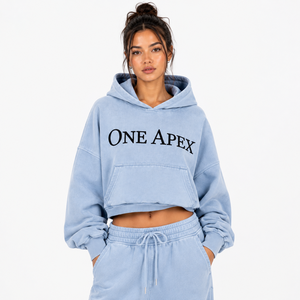 เสื้อฮู้ดดี้โอเวอร์ไซส์สำหรับผู้หญิง ONE APEX รุ่นพรีเมียม ผ้าฝ้ายหนานุ่ม ระบายอากาศได้ดี สีฟ้าอ่อน เหมาะสำหรับฤดูหนาว - Product Image 4