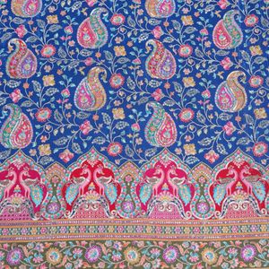 Magnifique tissu crêpe léger bleu roi à motif cachemire paon Daman de 54 pouces avec accent de sequins scintillants, confectionné sur mesure, ethnique indien - Product Image 6