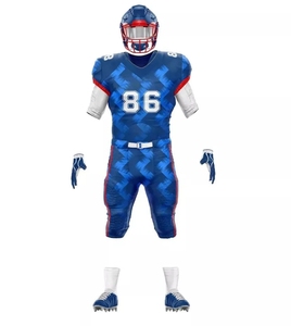 Uniformes de Fútbol Americano Personalizables con Impresión por Transferencia de Calor, para Hombre, 100% Poliéster, Cuello en V, Manga Corta, Ajustados, Azul y Rojo, de Secado Rápido - Product Image 2