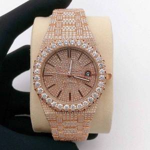 BOJ A.P. Reloj de pulsera color oro rosa con esfera de diamantes VVS y movimiento automático, reloj de lujo para hombre a bajo precio. - Product Image 1