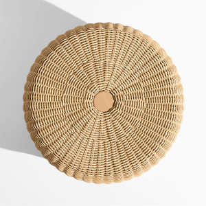 Table d'appoint en rotin tissé à la main, couleur naturelle, taille moyenne, forme ronde, pour jardin, patio, bord de piscine, fabriquée par VgreenArt - Product Image 2