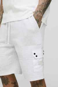 Men's Solid <b>White</b> <b>Cargo</b> Shorts Mid Rise Drawstring Waist Cotton Casual Bermuda Shorts With Pockets Customized Shorts OEM - Product Image 6