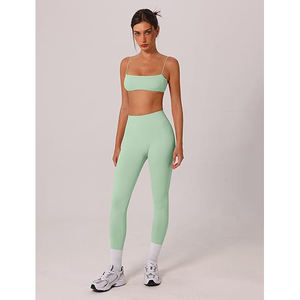 Ensemble de yoga color block pour femme, effet ombré, tissu Space Dye, soutien-gorge de sport, leggings taille haute, tissu nylon spandex - Product Image 5