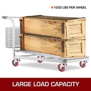 Set di 4 Ruote Girevoli per Ponteggi Resistenti da 8 Pollici, 1450 kg per Set con Freno a Stelo Bloccabile, Ruote in Polietilene Rosse - Product Image 2