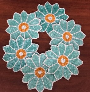 Modern Decorative Embroidery Seed <b>Beaded</b> <b>Coaster</b> Set Luxury Home Accent Table Protection Mats For Hotels Restaurants And Cafes - Product Image 2