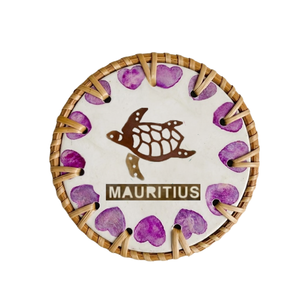 Tapis en nacre naturelle incrustée avec bordure en rotin, écologique, résistant à la chaleur, fait main, protège-table - Product Image 2