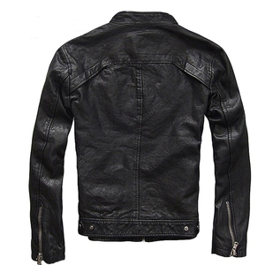 Veste d'automne pour homme en cuir véritable, coupe ajustée, style vintage, respirante, fils fins - Product Image 2