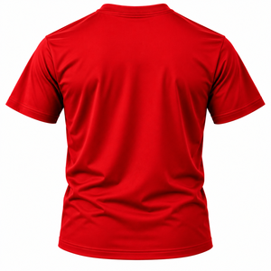 T-shirt de sport pour homme rouge, col rond, manches courtes, séchage rapide, respirant, 100% coton, tissu 140g, vêtements d'entraînement pour équipe - Product Image 4
