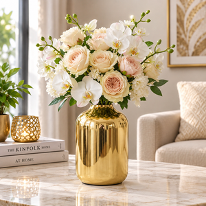 Florero de latón dorado hecho a mano |   Moderno Florero Decorativo de Metal para Decoración del Hogar |   Centro de Mesa de Lujo |   Jarrón al por Mayor para Hotel - Product Image 4