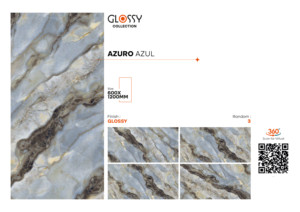 Azulejos de Porcelana Vitrificada Pulida y Esmaltada de 600x1200 mm y 8.5 mm de Espesor, Acabado Brillante Azuro Azul, Azulejos de Primera Calidad Resistentes al Ácido - Product Image 2