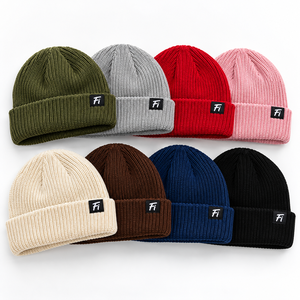 Unisex Custom Knit Cuffed Acrylic Slouchy Beanie Streetwear Private Fabric label Logo Beanies Fisherman Skull Hats Winter Cap - Product Image 1