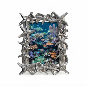 Marco de Fotos Metálico Clásico con Diseño de Estrella de Mar, Color Plata Antigua, para Decoración de Hogar Costero, a Precio Accesible, Venta al Por Mayor - Product Image 1