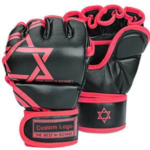 Wholesale Cheap Price Genuine Leather MMA <b>Gloves</b> <b>Moisture</b> Wicking Lace-Up Closure Customizable Half-Finger Design Unisex <b>Gloves</b> - Product Image 1