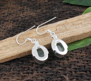 Boucles d'oreilles en préhnite naturelle, argent sterling 925, pierre précieuse pendante, bijou pierre du rêve, cadeau apaisant pour elle - Product Image 4