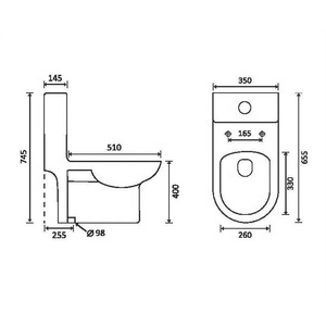 Offre Spéciale – WC monobloc en céramique blanche, design moderne, chasse d'eau cyclonique, sans bride, pour salle de bain contemporaine et usage extérieur - Product Image 5