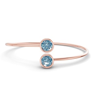 Brazalete Cleo Flexi de Oro Rosa de 14 Quilates con Diamante de Laboratorio Azul Hielo (1 Ct.) Tw. Brazaletes Románticos Certificados de Moda para Mujer - Product Image 1