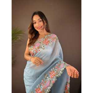 Saree ปักด้วยชุดเดรสผู้หญิงขอบสวยดีไซน์เนอร์ - Product Image 4