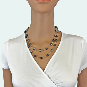 Hermoso Collar de Perlas Negras de Varias Capas, Collar de Perlas Oscuras con Cuentas, Joyería Boho, Regalo de Moda para Mujer - Product Image 2