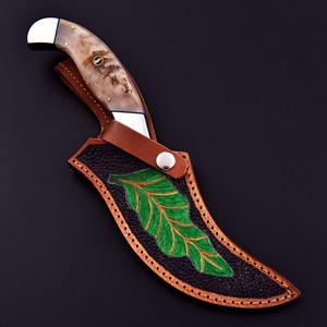 Couteau de chasse artisanal à lame fixe en acier inoxydable, pointe traînante, manche en bois, longueur totale 9 pouces, DIY - Product Image 5