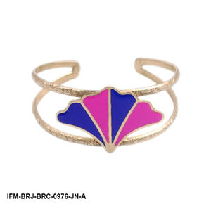 Pulsera de latón con alas de diseño artesanal KENWAY SARTAJ WORLDWIDE para mujer, con esmalte azul celeste y rosa intenso, estructura de doble alambre - Perfecta - Product Image 2