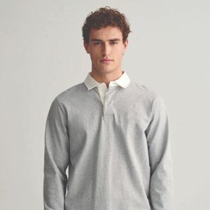 Polo de rugby à manches longues pour homme de haute qualité, en toile durable et confortable pour un usage décontracté, service OEM avec motif uni - Product Image 2