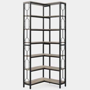 Libreria Angolare in Legno con Scaffale Verticale, Espositore Indipendente e Scaffalatura per Libri - Product Image 6