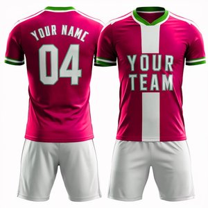 Custom <b>Red</b> White Soccer Jersey Shorts Set Sublimation Print Breathable Polyester Unisex Team Uniform Needle Detection - Product Image 3