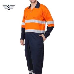 Overol de Seguridad Reflectante de Alta Visibilidad Unisex, Naranja Marino, Ropa de Trabajo Industrial, Cinta Reflectante, Manga Larga, Cómodo - Product Image 3