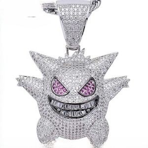 IGI Certified Hip hop S925 <b>Silver</b> Diamond Pendants & <b>Charms</b> Hip hop <b>Silver</b> Gengar Pendant Luxury Round Brilliant Cut Jewelry - Product Image 6