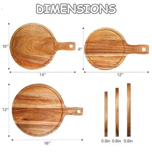 3 <b>Piece</b> Round Acacia <b>Wood</b> Cutting Board Set with Stand Wooden Serving Board Cheese Board Kitchen Chopping Board - Product Image 1
