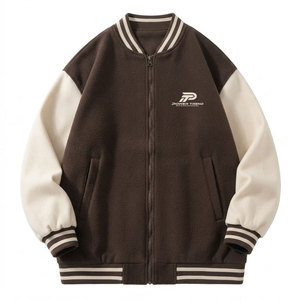 Fashionable <b>Men</b> Varsity Winter <b>Jacket</b> with Stand Collar Front Logo <b>Long</b> Sleeves Breathable Cotton Fabric Relaxed Fit - Product Image 1