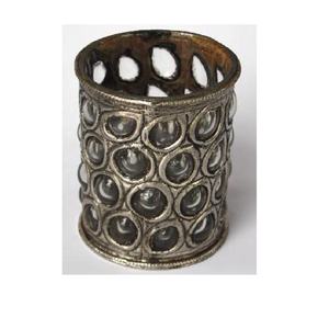 Votivo de aluminio con patrones redondos cortados a mano en acabado de latón antiguo portavelas de luz de té decoración de Navidad de Diwali para el hogar - Product Image 6