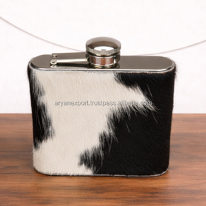 Petaca Portátil de Acero Inoxidable de 7oz con Funda de Cuero Genuino, Estilo Rústico Occidental, Personalizable para Whisky y Licores - Product Image 2