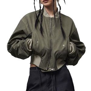 Dernières tendances streetwear Y2K : Blousons bomber courts en toile pour femme, personnalisables OEM, designs vintage hip-hop, livraison rapide - Product Image 5