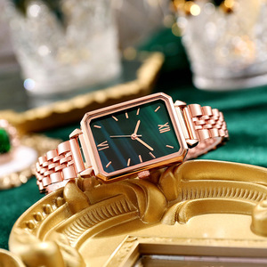 Reloj de cuarzo verde pequeño y sencillo de moda al por mayor de fábrica, reloj cuadrado pequeño retro, regalo de moda para damas, reloj de pulsera - Product Image 4
