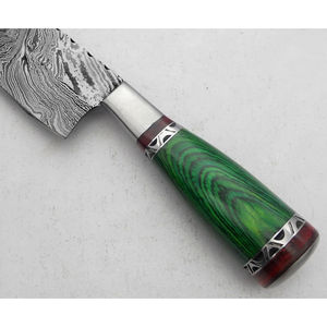 Cuchillo de Chef Moderno Personalizado Hecho a Mano por Burraq, Hoja de Acero de Damasco de 7 Pulgadas y 3.0 mm de Grosor, Mango de Madera, Funda de Cuero - Product Image 6