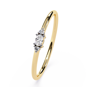 Bague de promesse en or 18 carats avec diamant naturel taille ovale 0,05 carats, bague de fiançailles minimaliste, bague trilogie personnalisée - Product Image 2