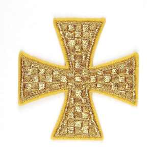 Este es un hilo de oro bordado a mano con un parche de cruz griega para vestimentas litúrgicas. - Product Image 3