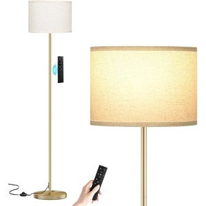 Lampada da Terra Moderna 60 Pollici con Paralume Beige e Asta Dorata, con Telecomando per Soggiorno, Camera da Letto, Ufficio e Sala da Pranzo - Product Image 1