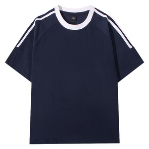 Camiseta de Hombre a Rayas, Estilo Retro Americano, Corte Holgado, Personalizada con Logotipo Bordado, Precio de Fábrica en China y Bangladesh, OEM - Product Image 3
