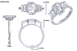 IGI Certified 2.50 Ct Lab Grown Diamonds Emerald Cut Traditional Classic Diamond Wedding Engagement Ring <b>Solid</b> White Gold - Product Image 6