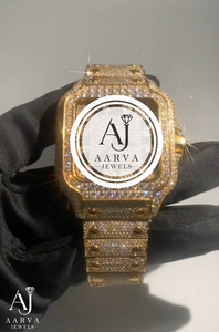Montre mécanique couleur or avec incrustations de strass, cadran carré, bracelet, pour soirée et bijoux - Product Image 1